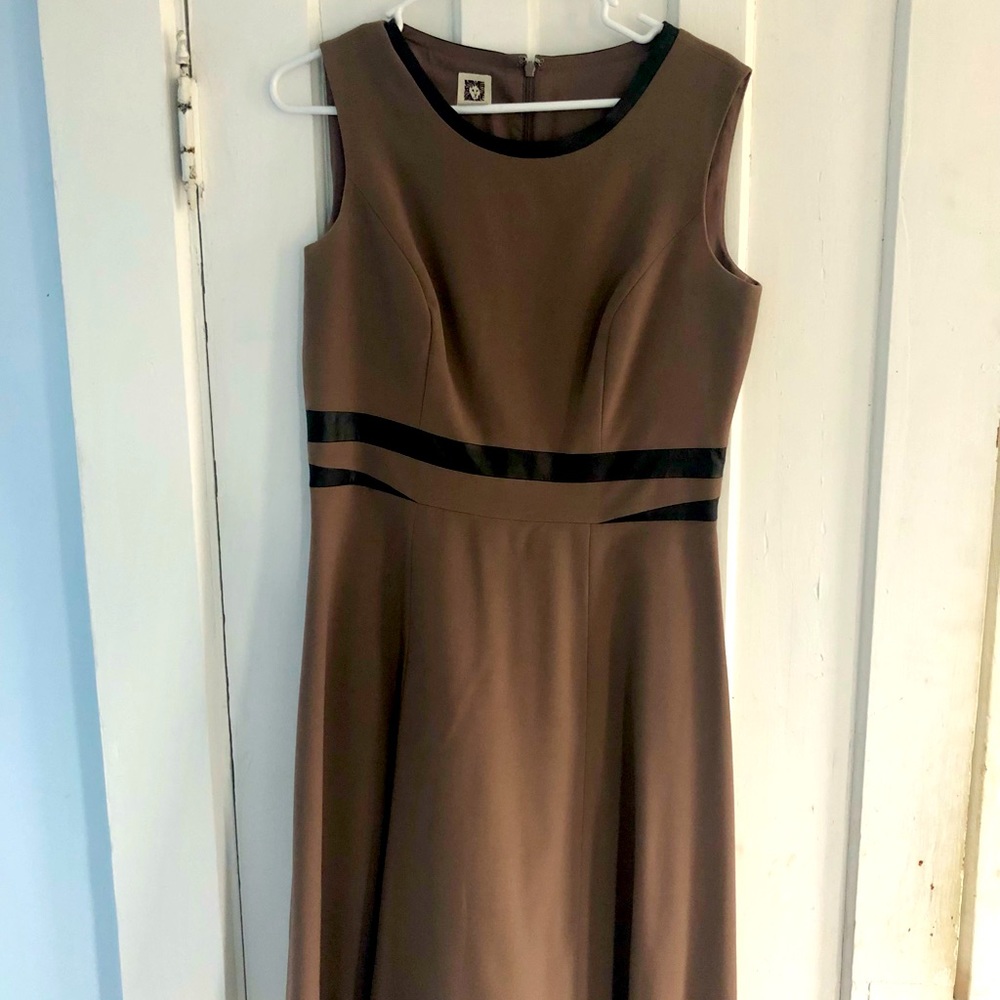 Knee length A line brown dress